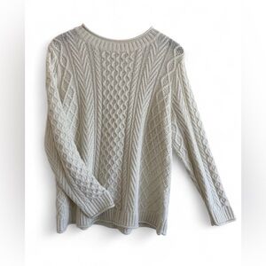 CJ Banks Cream Cable Knit Sweater